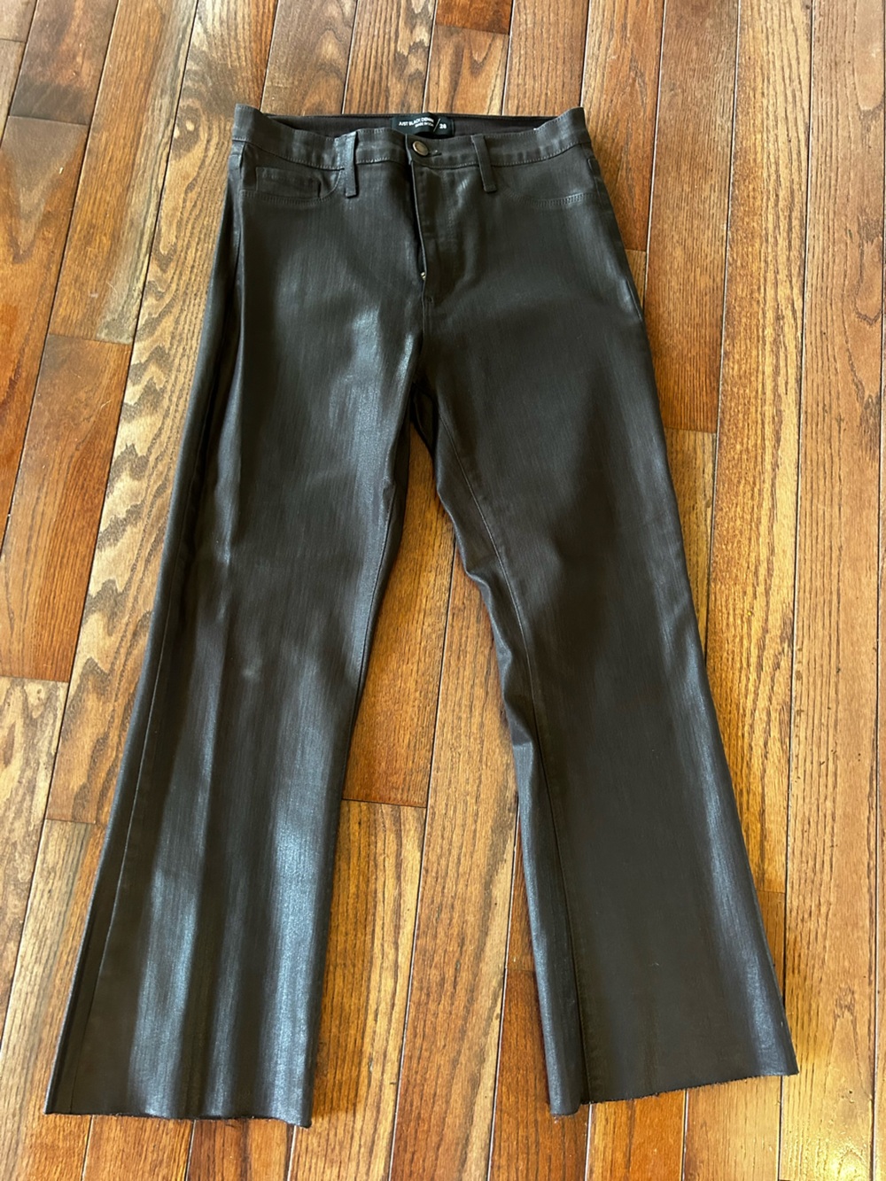 Just Black Denium Women's Black Faux Leather Straight-Leg Jeans